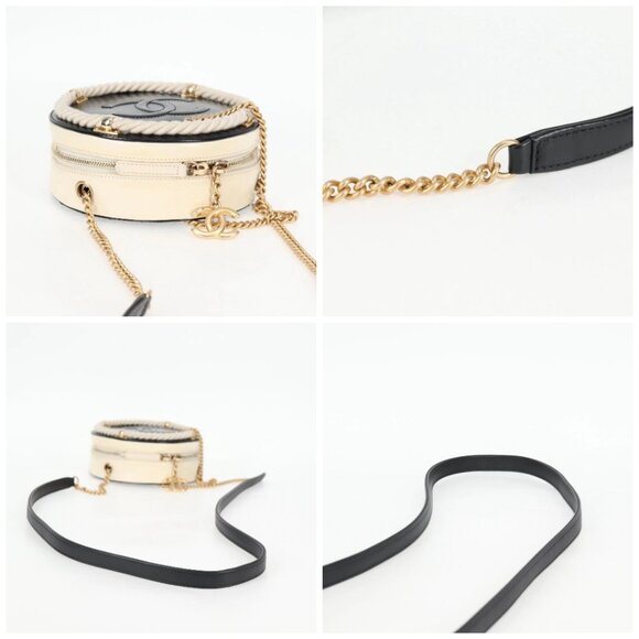 CHANEL Chain Shoulder Bag Leather 2way Black Gold CC Auth 133040M - Picture 16 of 16